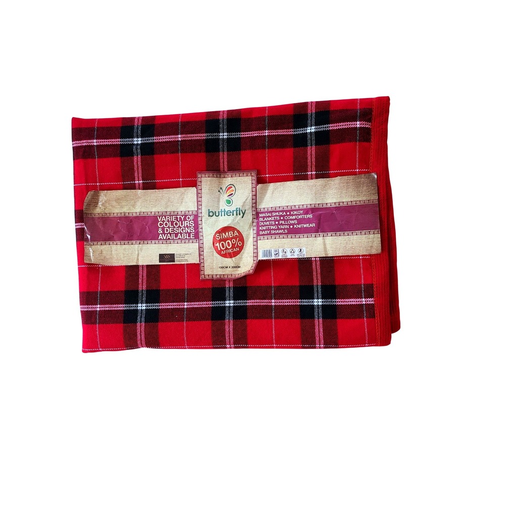 Butterfly Red Black White Plaid Flannel Sherpa Throw Blanket Cozy Warm